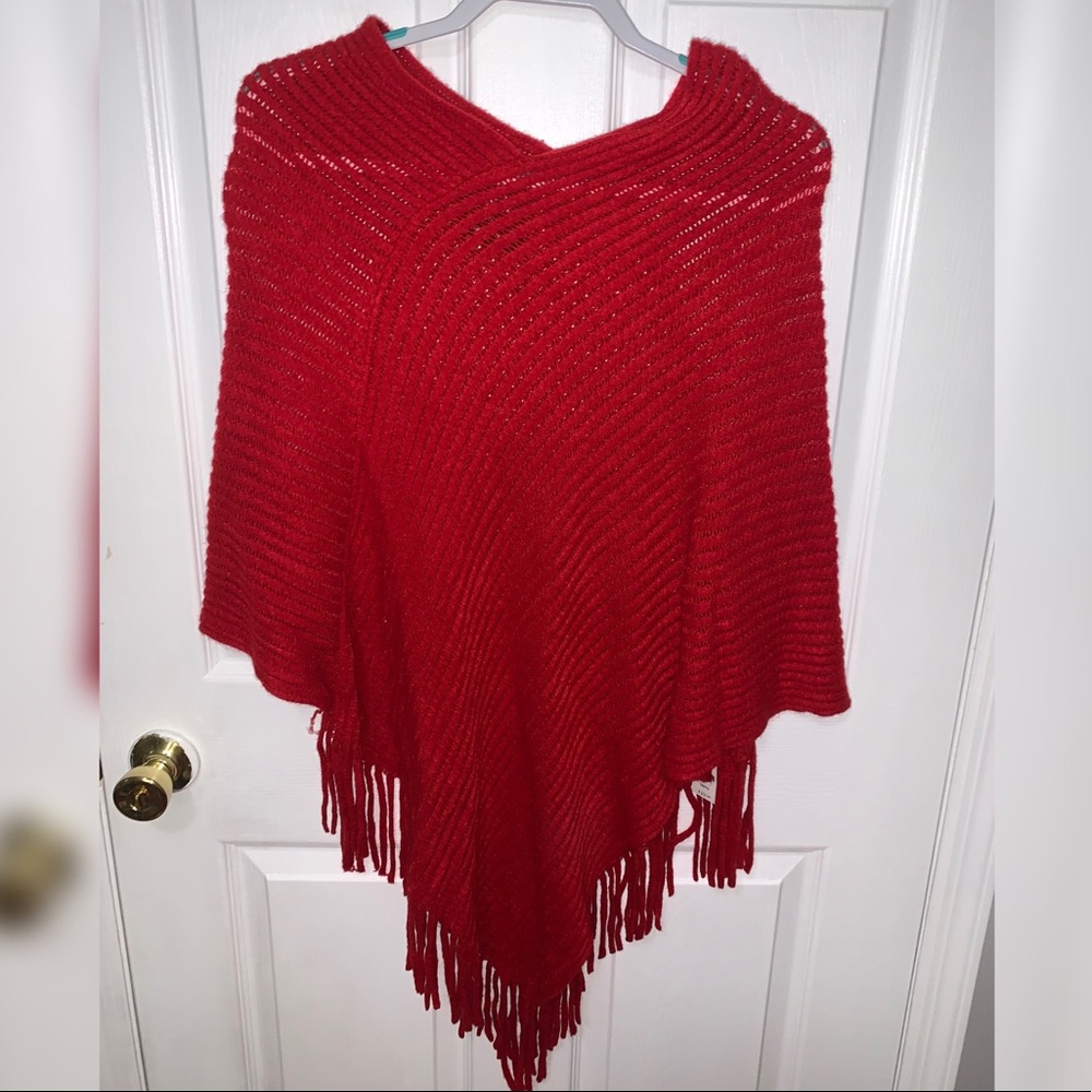 Red Pancho Sweater